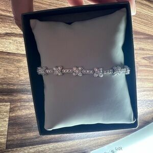 Elegant Silver Floral Bracelet